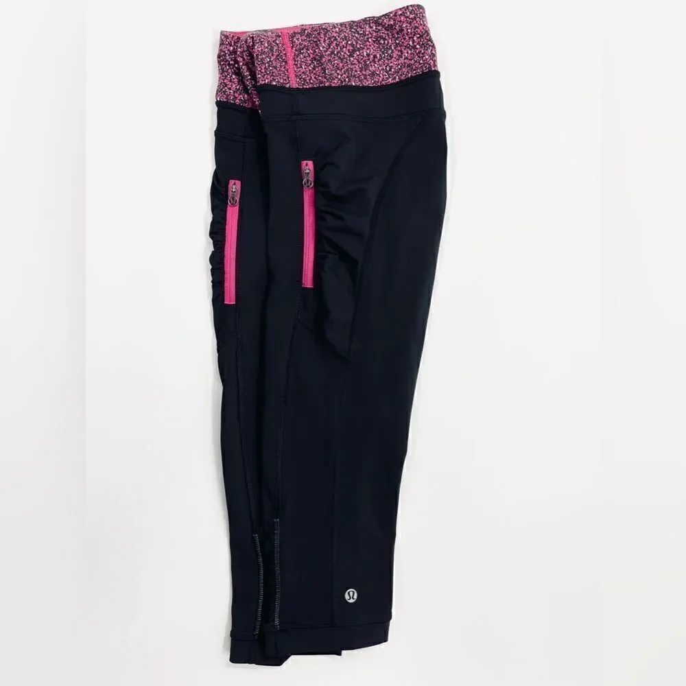 Lululemon Passion Crop III Black Flashback Static Caspian Jeweled Magenta - 4